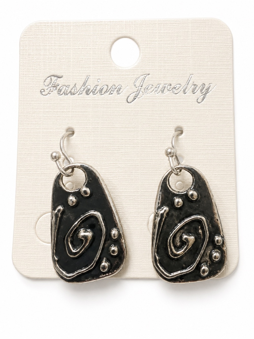 Fashion Jewelry Black Swirl Dangle Earrings